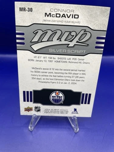 Connor McDavid 2024 Upper Deck MVP Hockey Silver Script