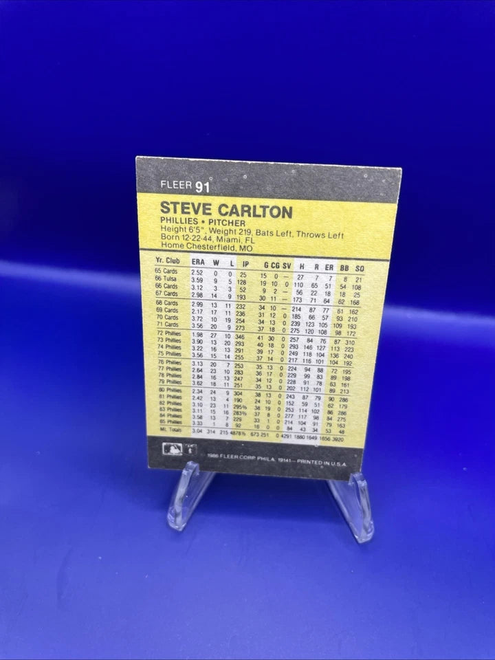 1986 Fleer Classic Miniatures - Steve Carlton #91