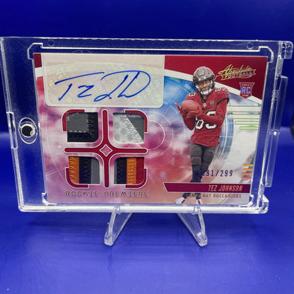 Tez Johnson 2025 Panini Absolute Rookie Patch Auto. /299