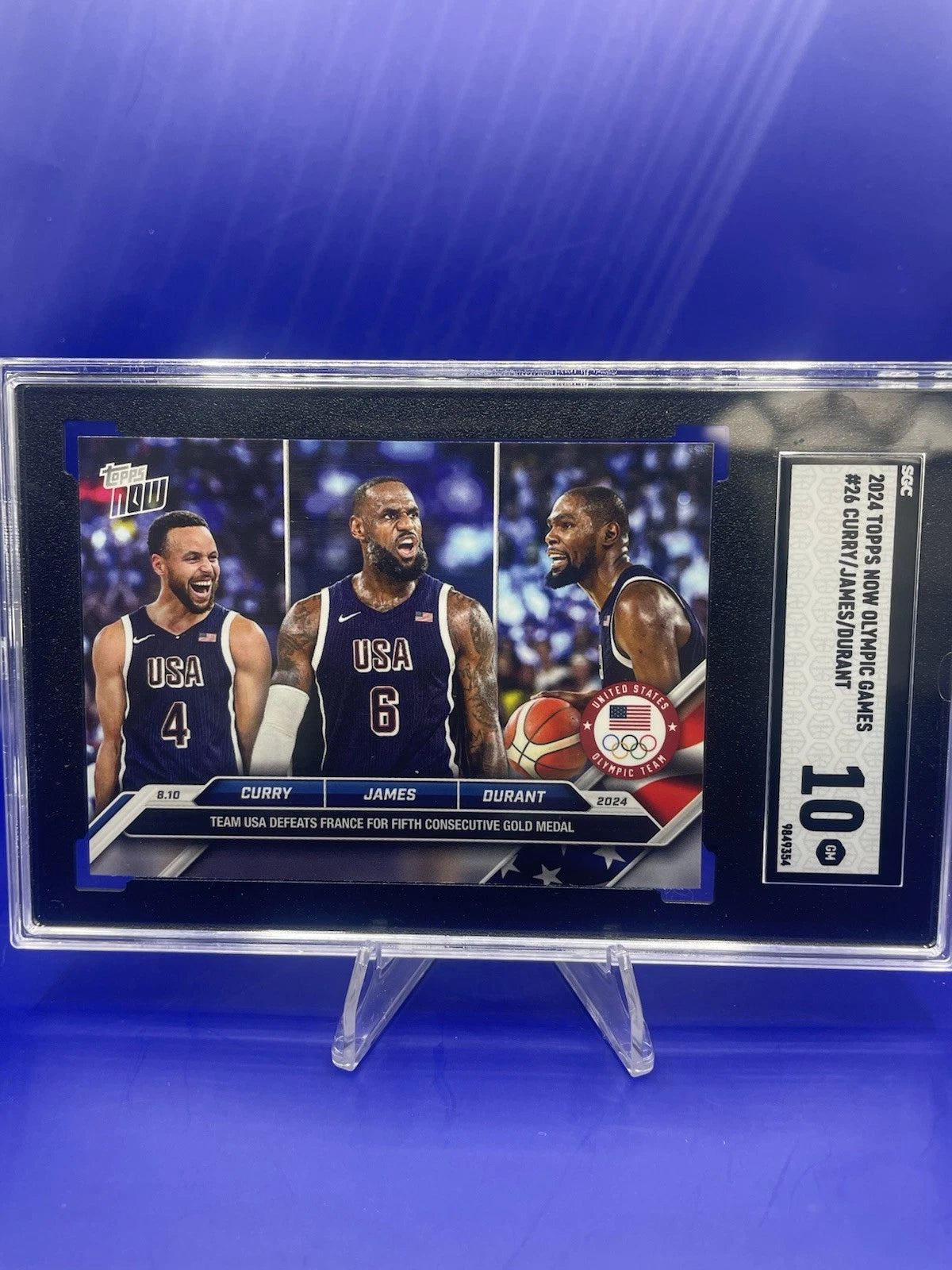 Curry, James, Durant Topps Now SP Olympic Games USA Defeats France