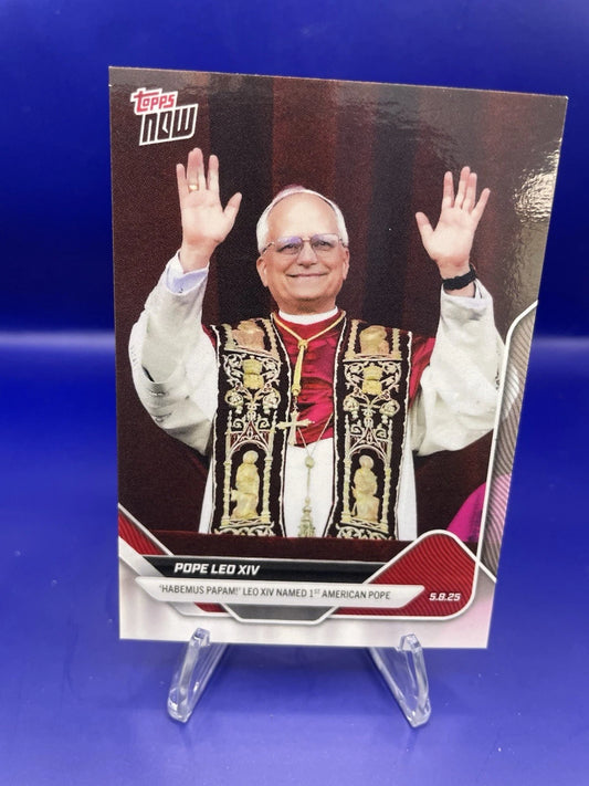 2025 Topps Now Pope Leo XIV 1st American Pope - Card in Hand.