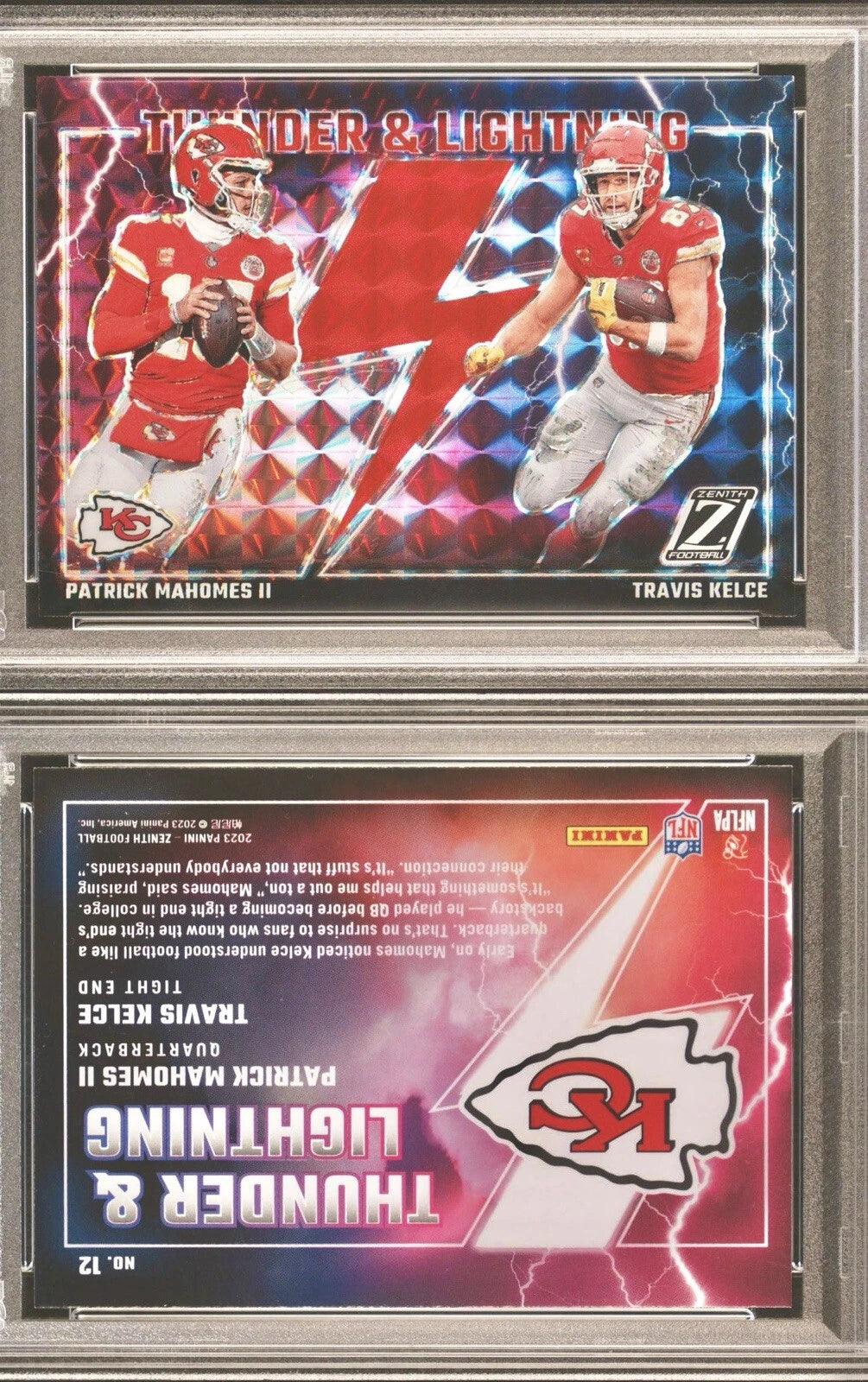 Patrick Mahomes ll / Kelce #12 Thunder And Lighting RED 2023 Panini Zenith