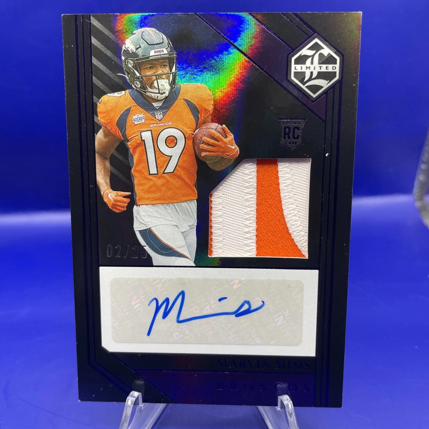 Marvin Mims Panini Limited /25 Rookie Auto Patch 124