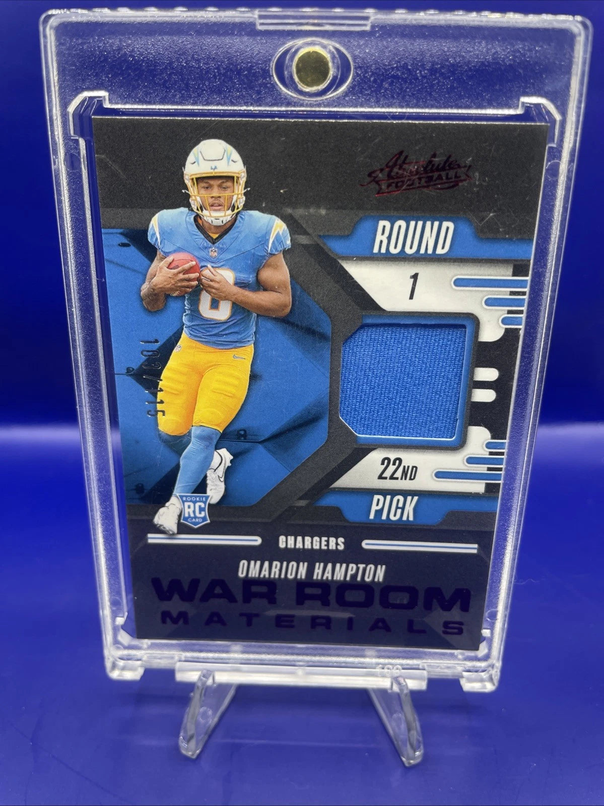 Omarion Hampton Panini Absolute Rookie Patch. /115