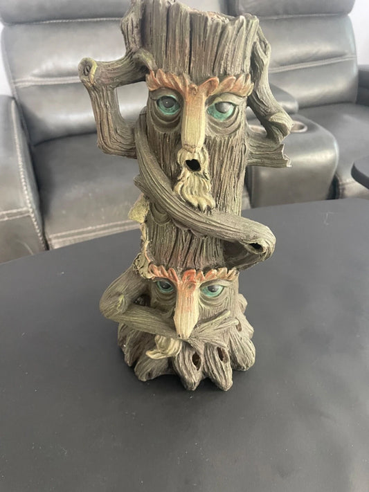 Nice HEAR SPEAK SEE No Evil Tree Troll Incense Burner pre-own