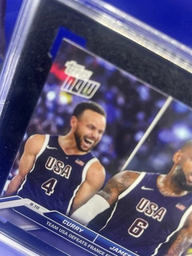 Curry, James, Durant Topps Now SP Olympic Games USA Defeats France