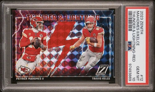 Patrick Mahomes ll / Kelce #12 Thunder And Lighting RED 2023 Panini Zenith