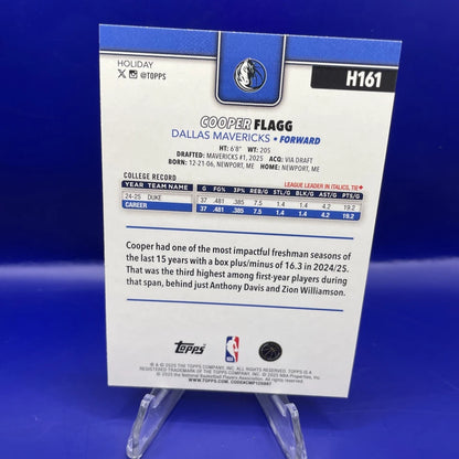 Cooper Flagg Topps Rookie Card Holiday Edition H161