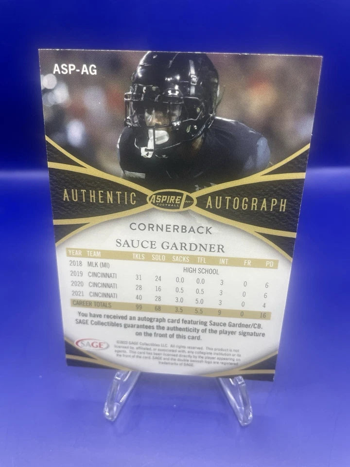 Sauce Gardner 2022 Sage Authentic Autograph Rookie Card Auto