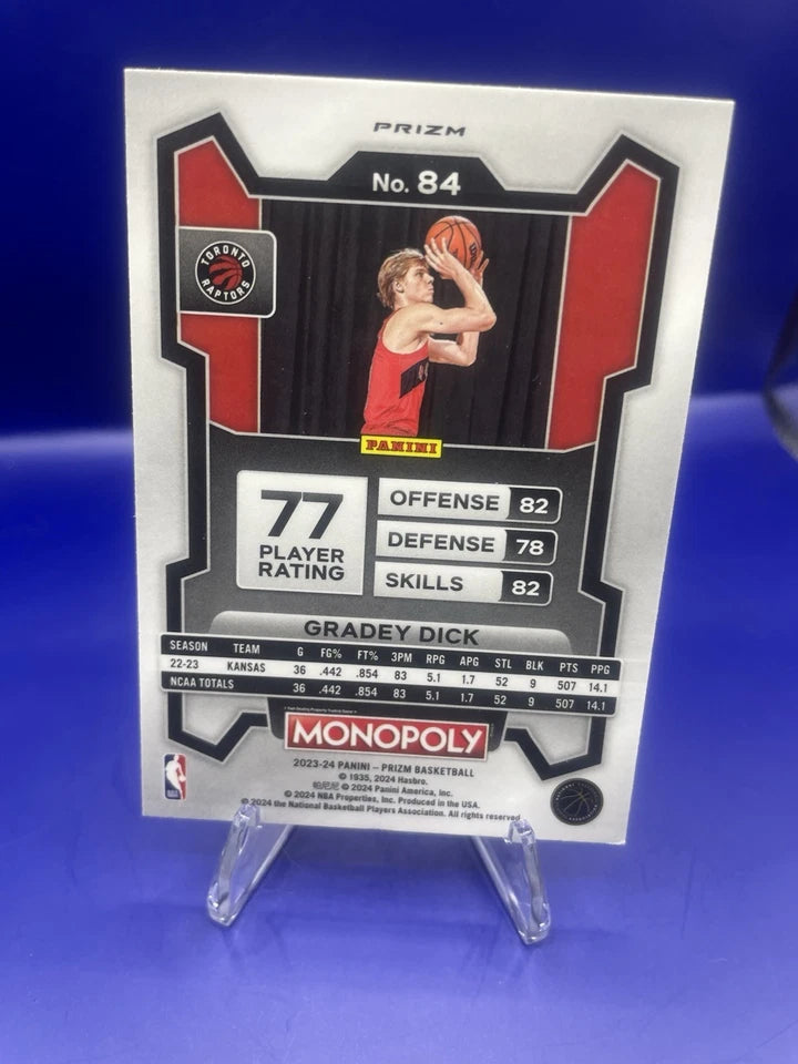 Gradey Dick 2023 Panini Purple Wave Monopoly Prizm Rookie Card