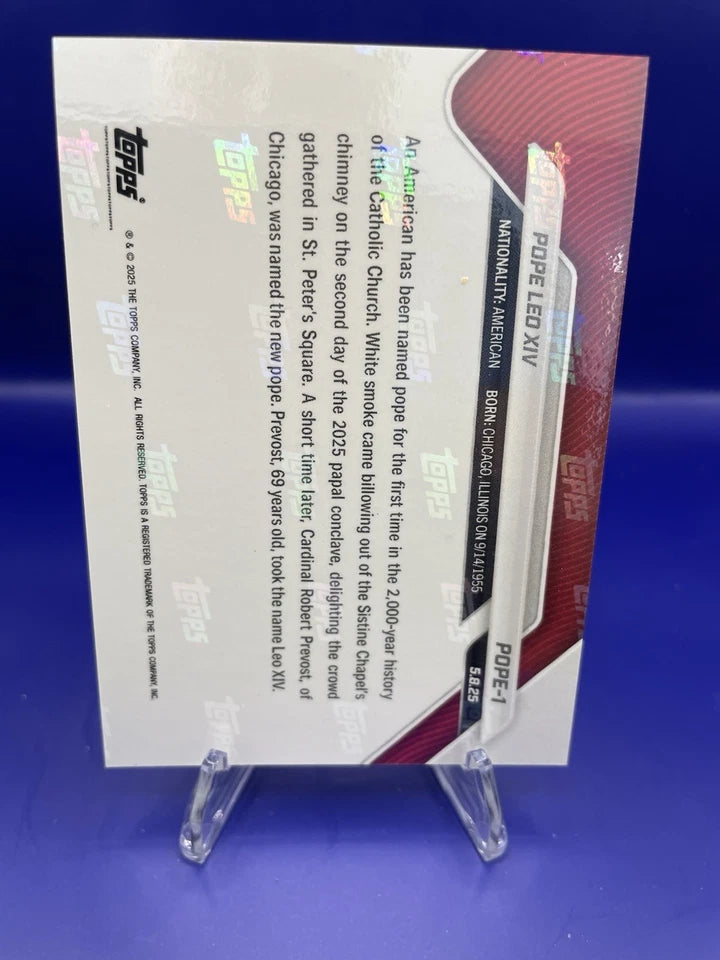 2025 Topps Now Pope Leo XIV 1st American Pope - Card in Hand.