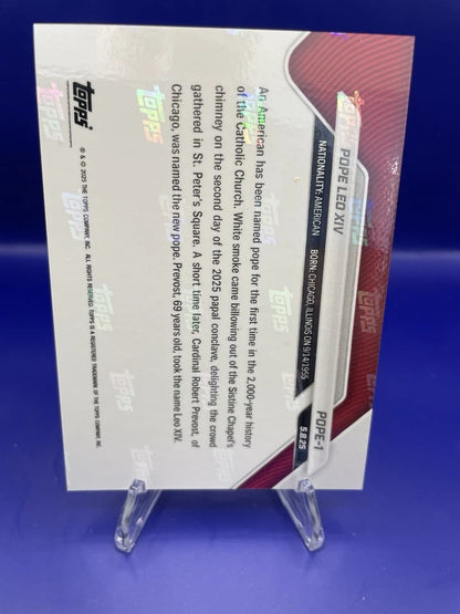 2025 Topps Now Pope Leo XIV 1st American Pope - Card in Hand.