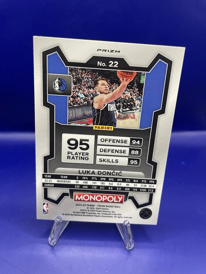 Luka Doncic 2023 Panini Prizm Purple Shimmer Monopoly #22