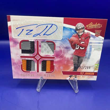 Tez Johnson 2025 Panini Absolute Rookie Patch Auto. /299