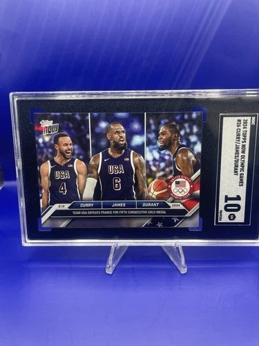 Curry, James, Durant Topps Now SP Olympic Games USA Defeats France