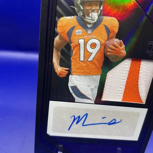 Marvin Mims Panini Limited /25 Rookie Auto Patch 124