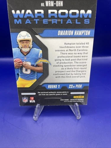 Omarion Hampton Panini Absolute Rookie Patch. /115