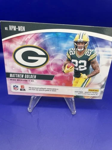 Mathew Golden 2025 Panini Absolute Rookie Premier Rookie Patch. /399