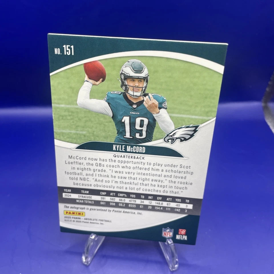 Kyle McCord 2025 Panini Absolute. Rookie Auto /100
