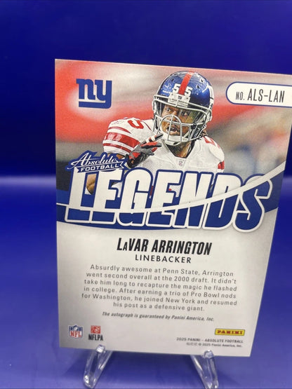 Lavar Arrington 2025 Panini Absolute Legends Auto /50